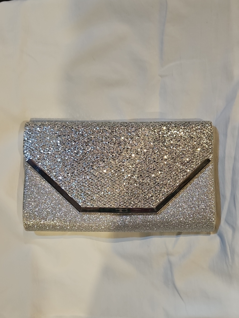 Silver Glitter Envelope Clutch - Women Bags